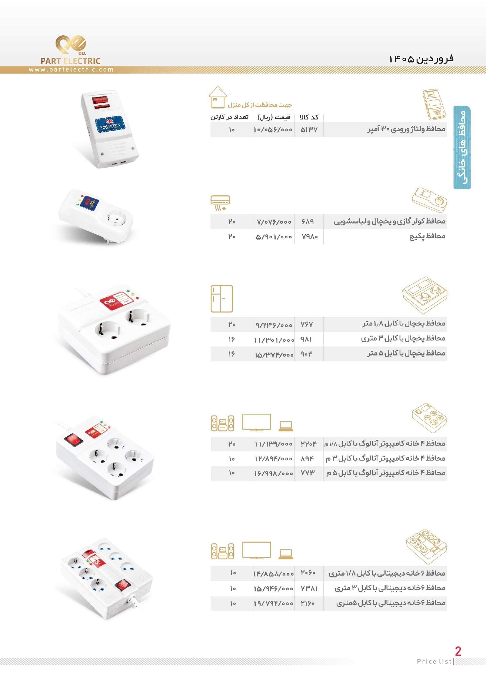 لیست قیمت پارت الکتریک فروردین ۱۴۰۵ (7)